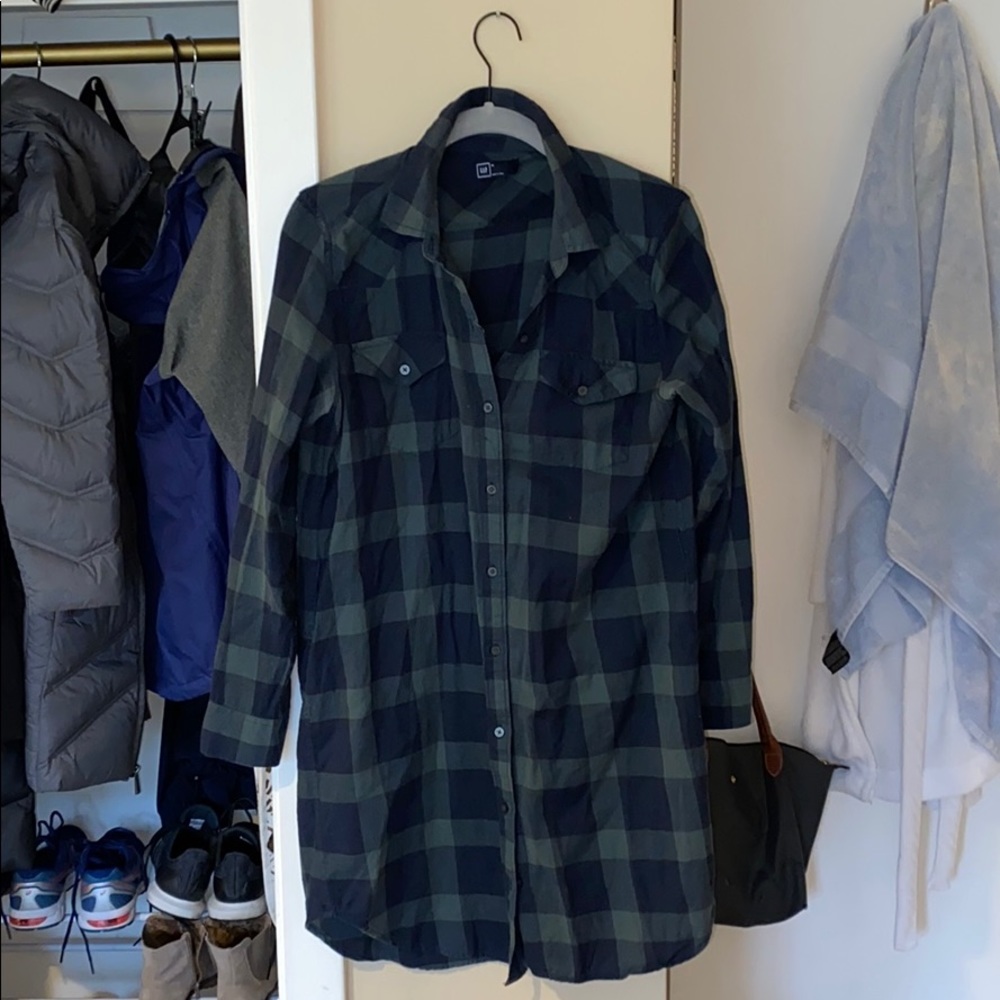 GAP PLAID LONG SLEEVE T SHIRT DRESS